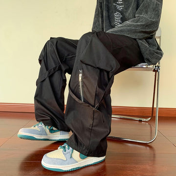 Green Cargo Pants Men Oversize Zipper Black Cargo Trousers Male Streetwear Hip Hop Pocket Loose Casual Workwear 5XL aidase-shop